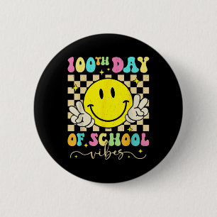 100-dagarsdagen för skolbesök Cute Smile Ansikte 1 Knapp