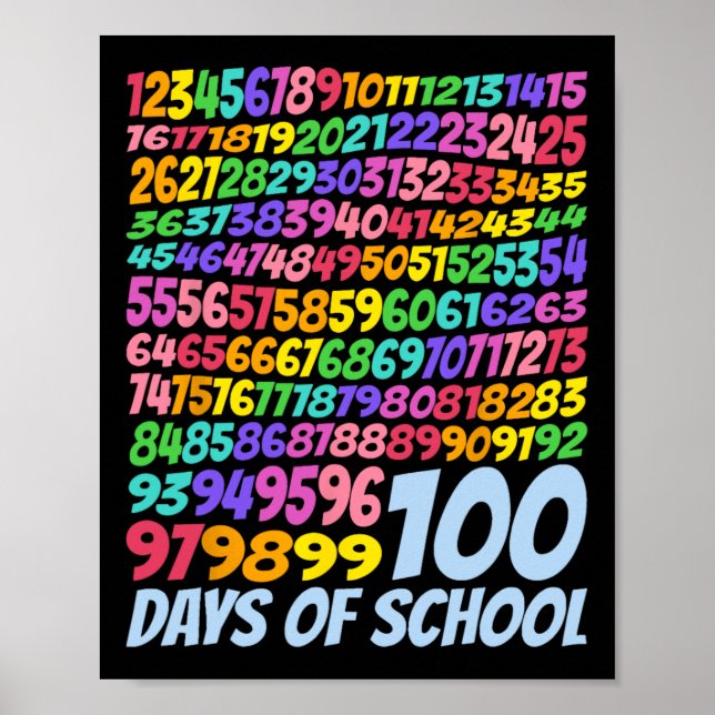 100-dagarsdagen för skollärarbarn 100 dagar Math N Poster (Framsidan)