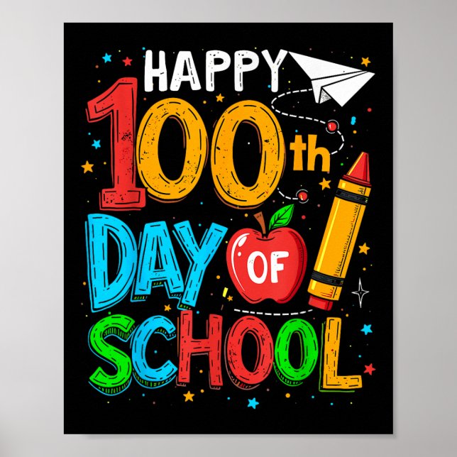 100-dagarsdagen för skollärare i barn i Lycklig 10 Poster (Framsidan)