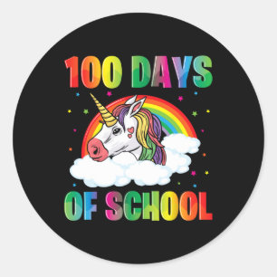 100-dagarsdagen för skollärarnas Unicorn Kids 100  Runt Klistermärke