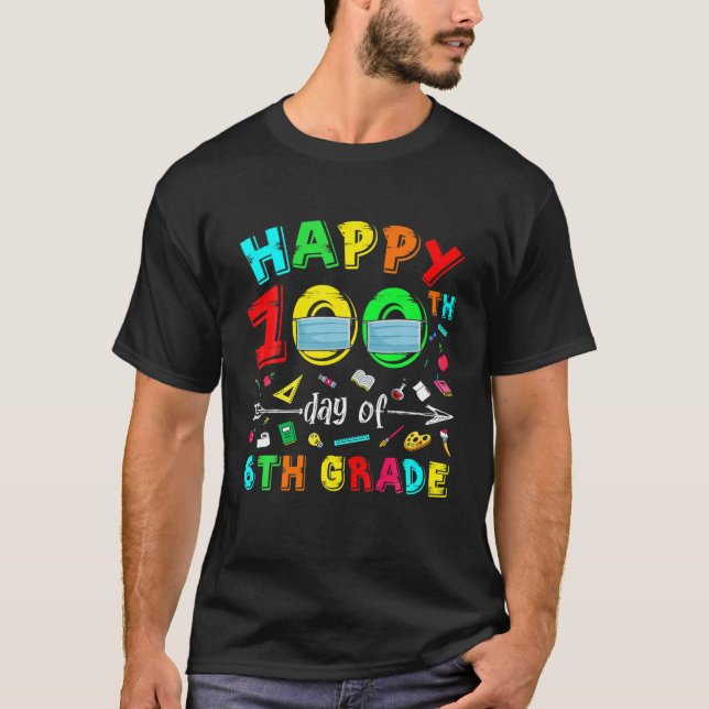 100-dagarsdagen för skolmaten 6e Klass Ansikte, St T Shirt (Framsida)