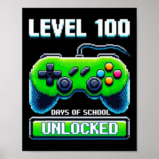 100-dagarsdagen för videospel för barn i skolan poster (Framsidan)