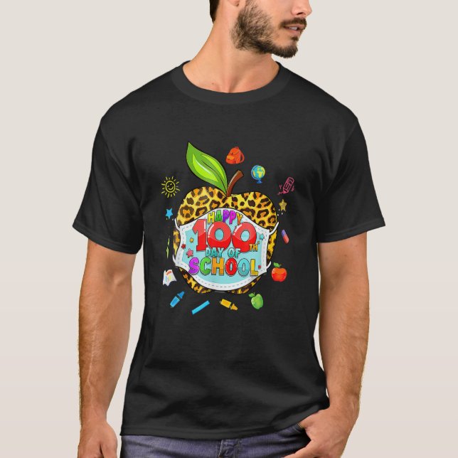 100-dagarsdagen för Virtuella leopardmasktea i sko T Shirt (Framsida)