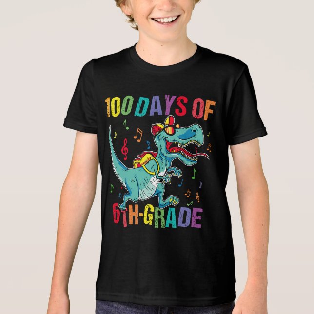 100-dagarsdagen i 6e klass-skolan 100:e Dino Trex  T Shirt (Framsida)