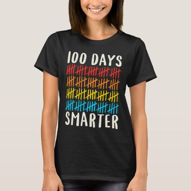 100-dagarsdagen i skolan 100 dagar Smartare läraru T Shirt (Framsida)