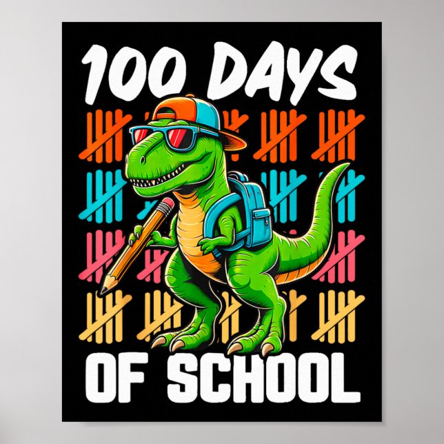 100-dagarsdagen i skolan Lastbil Dinosaur Poster (Framsidan)