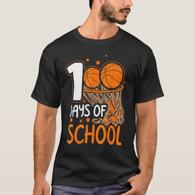 100-dagarsdagen i skolbasket 100 dagar i skolan t shirt (Framsida)