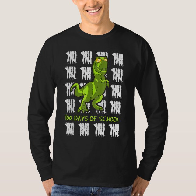 100-dagarsdagen i Student Dino Tyrannosaurus Rex T Shirt (Framsida)
