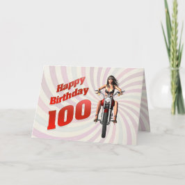 100-dagarskort med motorcykelflicka kort
