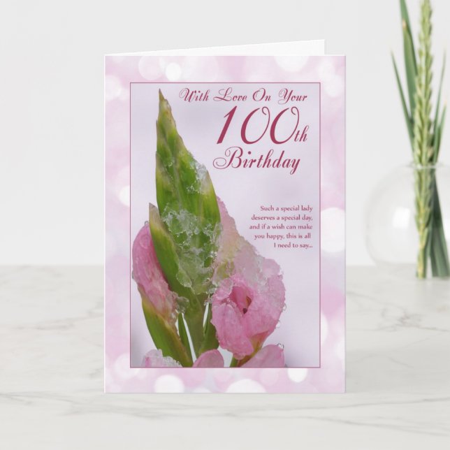 100-dagarskort med Rosa blomma och is Kort (Framsida)