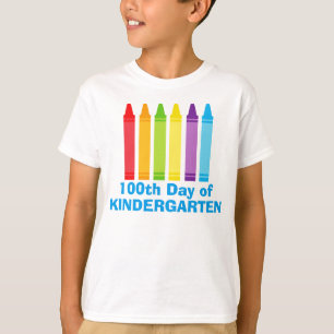 100-dagen för Kindergarten Cute Crayon Kids T-shirt