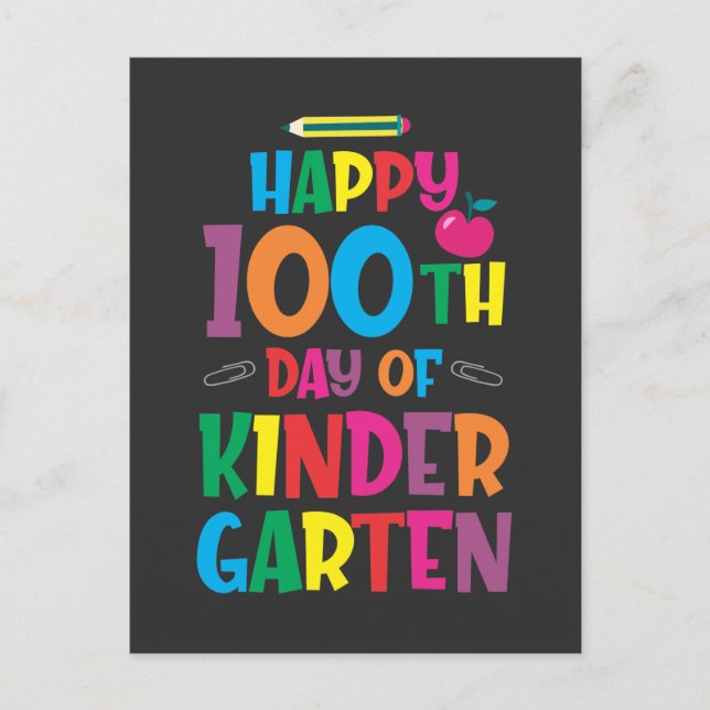 100-dagen för Kindergarten Kid Teacher Children Vykort (Framsida)