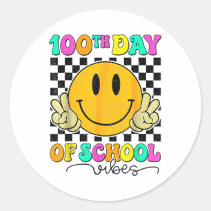 100-dagen för skolbesök Cute Smile Ansikte 100 Runt Klistermärke