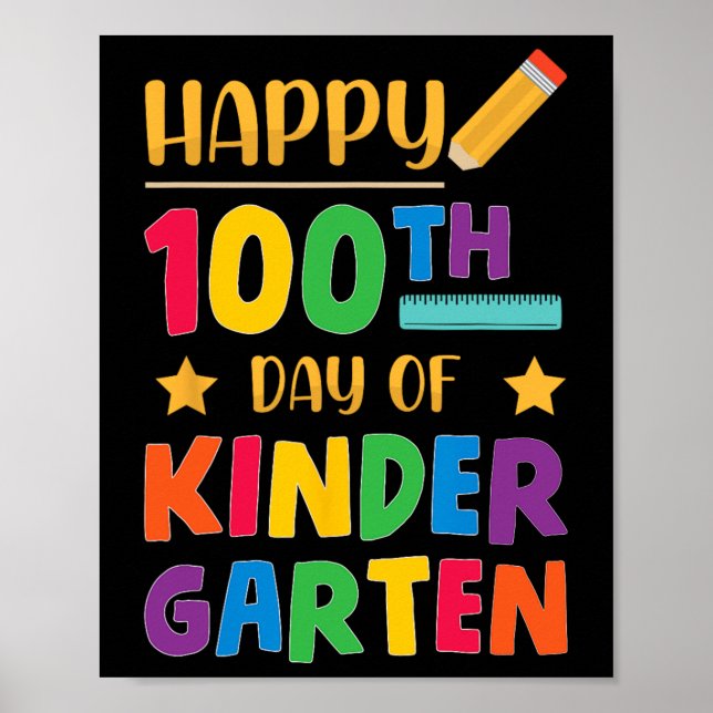 100-dagen i Kindergarten Cute School Student Poster (Framsidan)