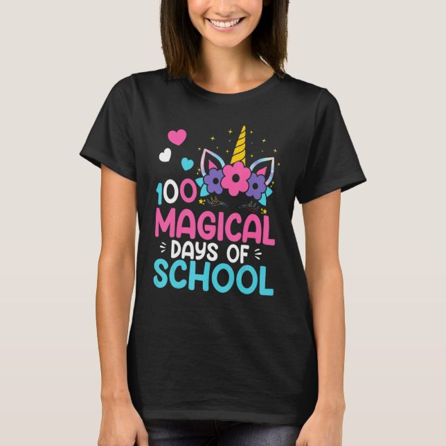 100-dagen Kindergarten Shirt för flickor 100 magi T (Framsida)