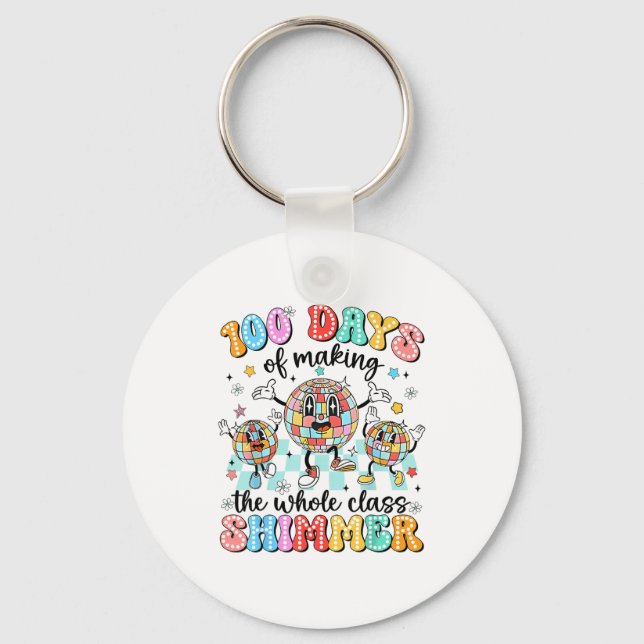 100 Day Of School Cl Shimmer Funny 100th Day Gift  Nyckelring (Framsida)