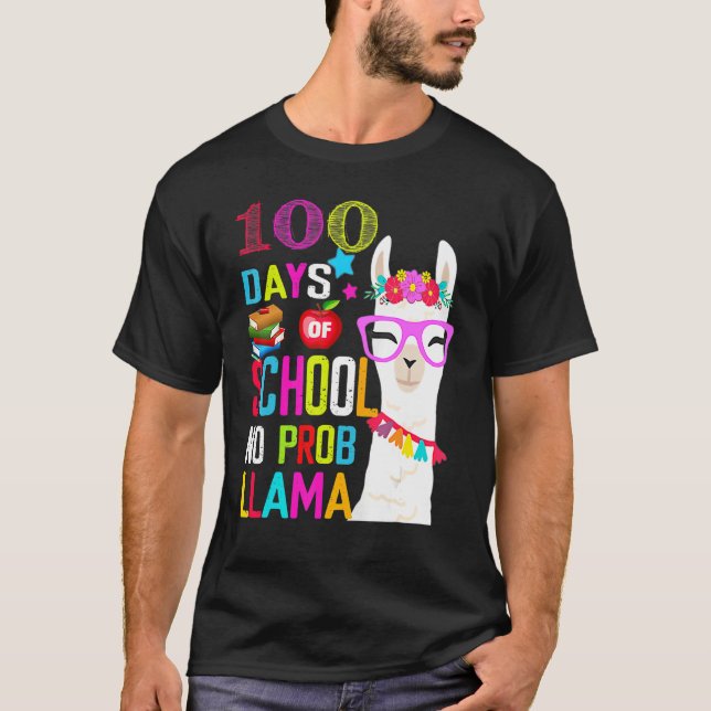 100 day of school long sleeve shirt 100th No Probl T (Framsida)