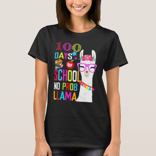 100 day of school long sleeve shirt 100th No Probl T (Framsida)