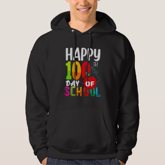 100 Day of School Teachers Kids Girls Boys Happy 1 Hoodie (Framsida)