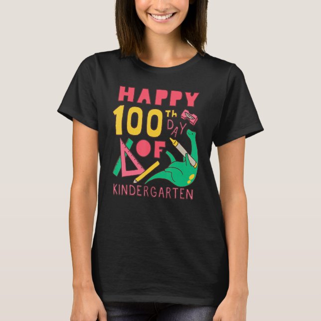 100 days 100th Day Of School Kindergarten T Shirt (Framsida)