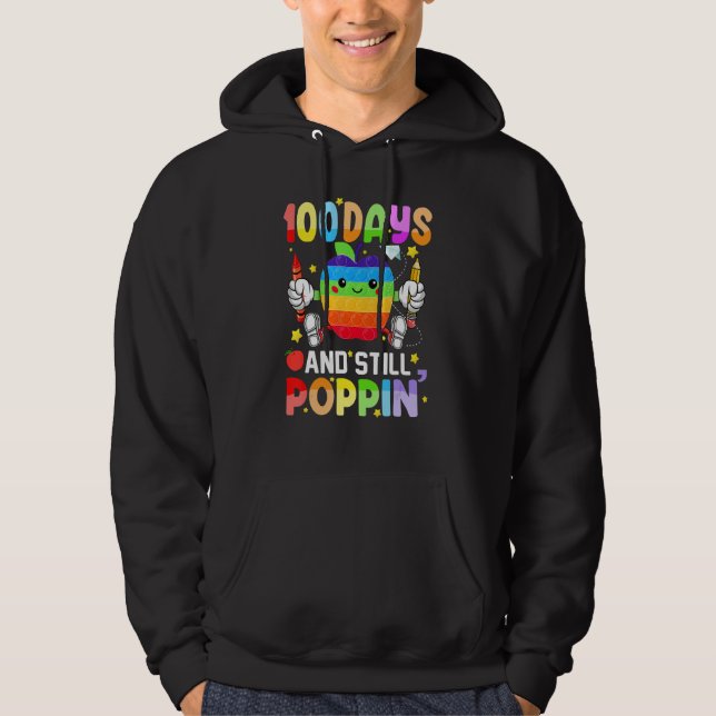 100 Days And Still Poppin 100th Day Of School Boy  Hoodie (Framsida)