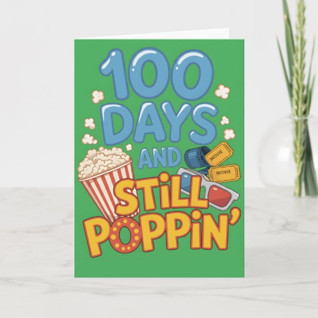 100 Days and Still Poppin Fun School Celebration Kort (Framsida)
