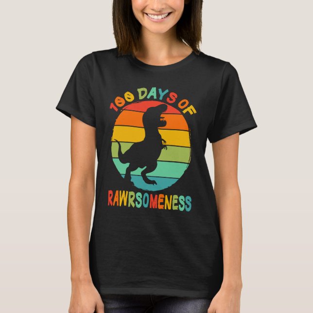 100 Days Awesomeness Of School Rex 100th Days Smar T Shirt (Framsida)