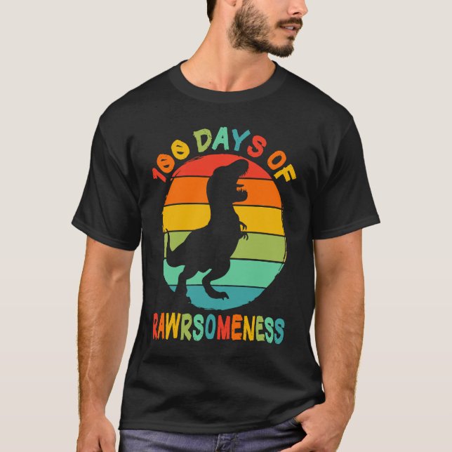 100 Days Awesomeness Of School Rex 100th Days Smar T Shirt (Framsida)