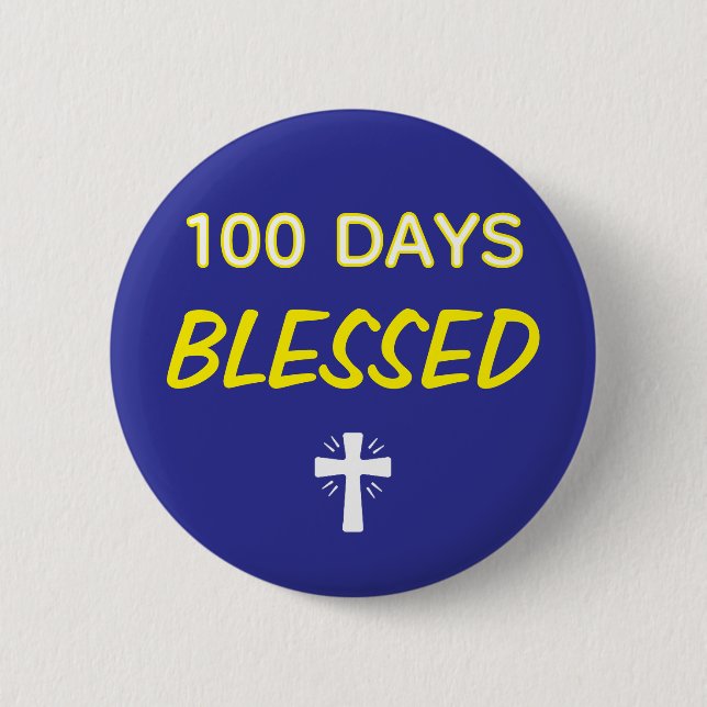 100 Days Blessed - Christian 100th Day of School  Knapp (Framsida)