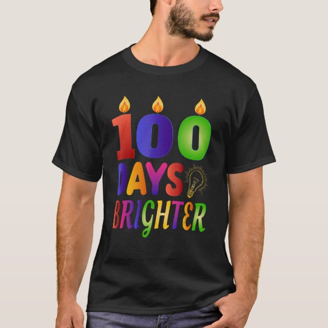 100 Days Brighter  100th Day  for Teacher Kids T Shirt (Framsida)