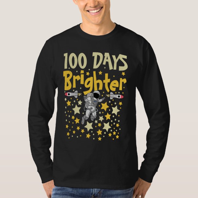 100 Days Brighter Astronaut 100th Day of School Sp T Shirt (Framsida)