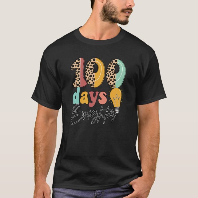 100 Days Brighter Fun Leopard Balloons T Shirt (Framsida)