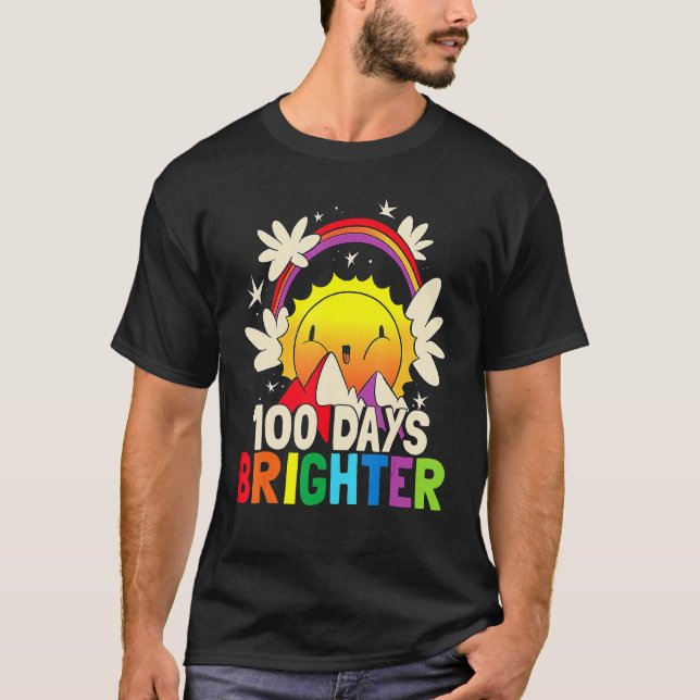 100 Days Brighter  Funny 100th Day Of School Rainb T Shirt (Framsida)