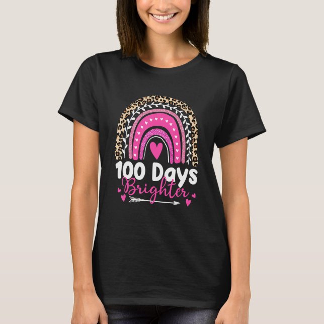 100 Days Brighter Happy 100th Day Of School Rainbo T Shirt (Framsida)