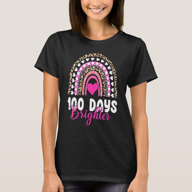 100 Days Brighter Happy 100th Day Of School Rainbo T Shirt (Framsida)