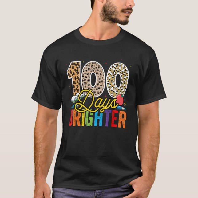 100 Days Brighter Leopard For Teachers And Kids St T Shirt (Framsida)