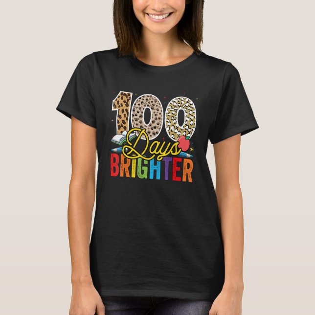 100 Days Brighter Leopard For Teachers And Kids St T Shirt (Framsida)