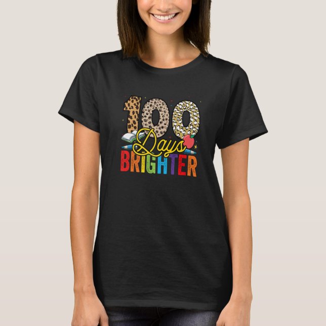 100 Days Brighter Leopard For Teachers And Kids St T Shirt (Framsida)