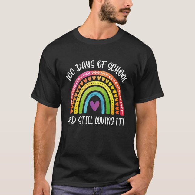 100 Days Brighter Rainbow for Teacher Happy 100th  T Shirt (Framsida)