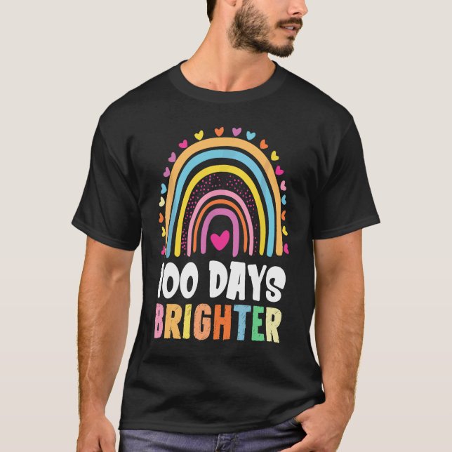 100 Days Brighter Student Happy 100th Day Of Schoo T Shirt (Framsida)