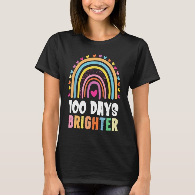 100 Days Brighter Student Happy 100th Day Of Schoo T Shirt (Framsida)