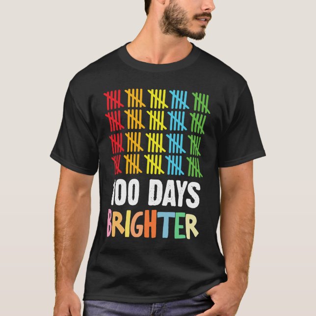 100 Days Brighter Student Happy 100th Day Of Schoo T Shirt (Framsida)