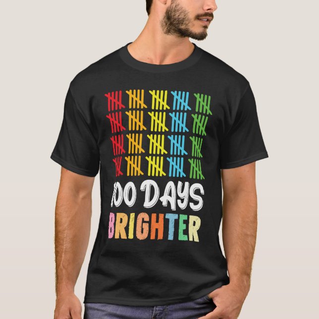 100 Days Brighter Student Happy 100th Day Of Schoo T Shirt (Framsida)