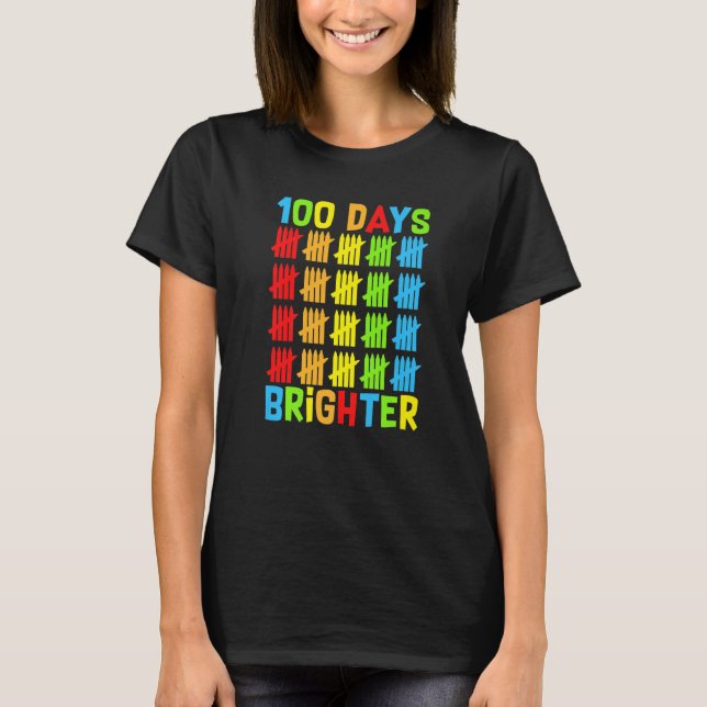 100 Days Brighter Teachers Kids Child Happy 100 Da T Shirt (Framsida)