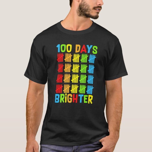 100 Days Brighter Teachers Kids Child Happy 100 Da T Shirt (Framsida)
