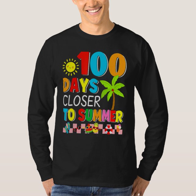 100 Days Closer To Summer 100th Day Of School  Tea T Shirt (Framsida)