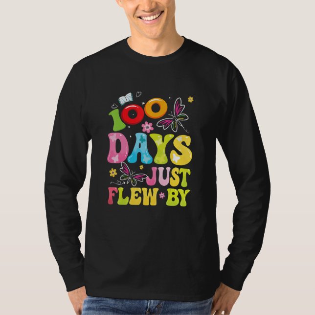 100 Days Just Flew By Butterfly 100th Day of Schoo T Shirt (Framsida)