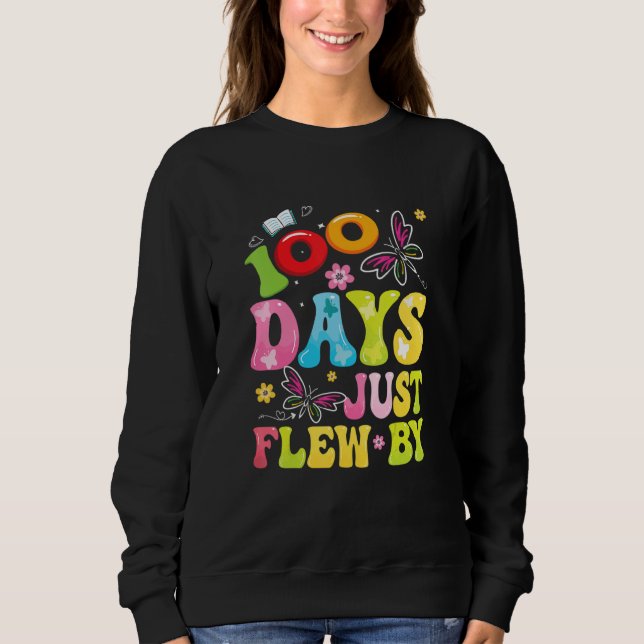 100 Days Just Flew By Butterfly 100th Day of Schoo T Shirt (Framsida)