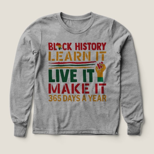 100 Days Learning Black History Afro Education Tee (Design framsida)