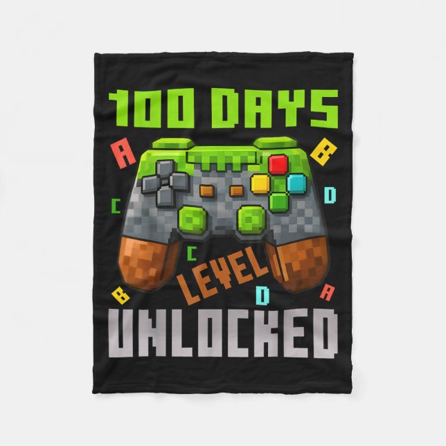 100 Days Level Unlocked Gaming 100 Days Of School  Fleecefilt (Framsidan)